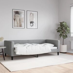 Chic Light Grey Fabric Day Bed Sofa Sleeper with Foam Padding and Wood Frame