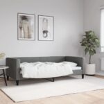 Chic Dark Grey Fabric Day Bed Sofa Sleeper Convertible Couch Modern Single Size