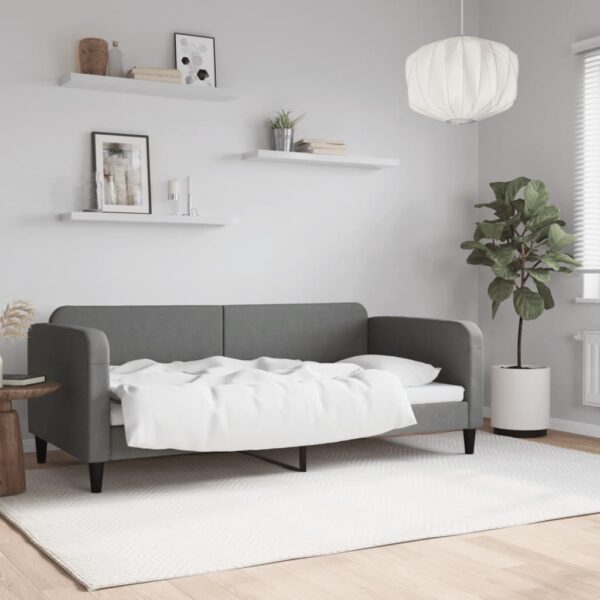 Chic Dark Grey Fabric Day Bed Sofa Sleeper Convertible Couch Modern Home Decor