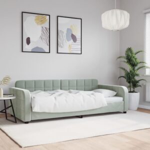 Day Bed Light Grey 92x187 cm Single Size Velvet