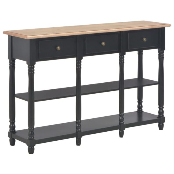 Elegant Black Console Table with Storage Drawers and Shelves Wood Finish