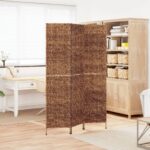 Elegant Woven Water Hyacinth Foldable Privacy Screen Room Divider Farmhouse Decor