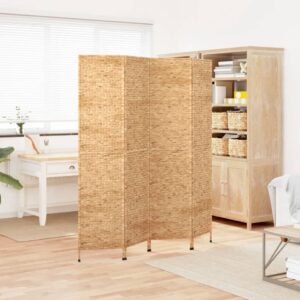 Elegant Woven Water Hyacinth Privacy Screen Room Divider Foldable Farmhouse Decor