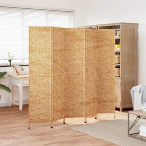 Elegant Woven Water Hyacinth Room Divider Privacy Screen Farmhouse  Foldable