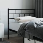 Elegant Black Metal Headboard Powder-Coated Steel Sturdy Bedroom Furniture Decor