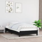 King Single Size Black Fabric Bed Frame Breathable Sturdy Plywood Slats Bedroom