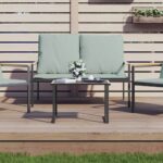 Outdoor Garden Patio Coffee Table Anthracite Powder-Coated Steel Weatherproof