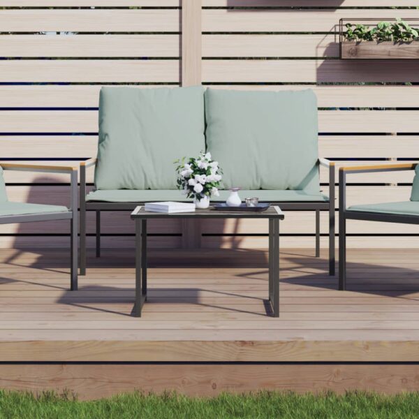 Outdoor Garden Patio Coffee Table Anthracite Powder-Coated Steel Weatherproof