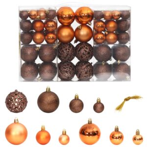 Shatterproof Christmas Tree Baubles Set Brown Matte Glitter Glossy Decor