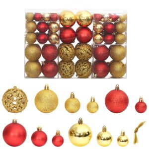 Shatterproof Christmas Baubles Set Gold Wine Red Assorted Finishes Decor Pack