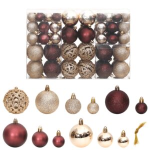 Shatterproof Christmas Baubles Set Champagne Brown Assorted Finishes Decor