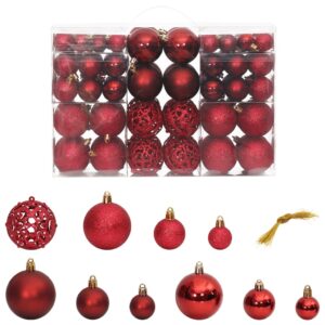 Wine Red Shatterproof Christmas Baubles Set Assorted Finishes Home Decor Pack