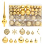 Gold Christmas Bauble Set Shatterproof Tree Decorations Festive Ornaments Pack