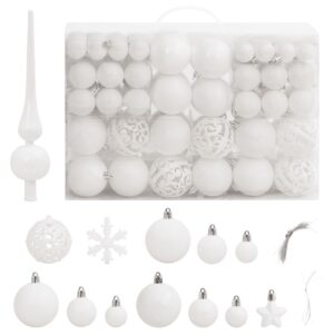 Shatterproof White Christmas Bauble Set Variety Pack Polystyrene Tree Decor