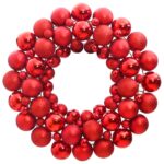 Festive Red Christmas Wreath Shatterproof Polystyrene Holiday Door Decor 45cm