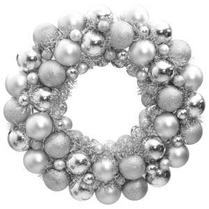 Silver Festive Christmas Wreath Polystyrene Shatterproof Home Holiday Decor