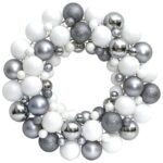 Christmas Wreath Festive White Grey Shatterproof Polystyrene Holiday Decor 45cm