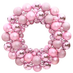 Festive Pink Christmas Wreath Shatterproof Polystyrene Holiday Door Decor