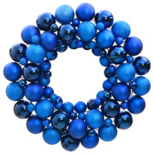 Festive Blue Christmas Wreath Shatterproof Polystyrene Holiday Door Decor