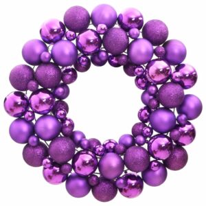 Christmas Wreath Purple Festive Holiday Door Decor Shatterproof Polystyrene