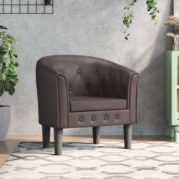 Elegant Faux Leather Tub Chair Comfortable Armchair for Living Room Bedroom