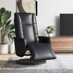 Massage Recliner Chair with Footrest Black Faux Leather