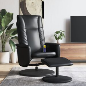 Massage Recliner Chair with Footstool Black Faux Leather