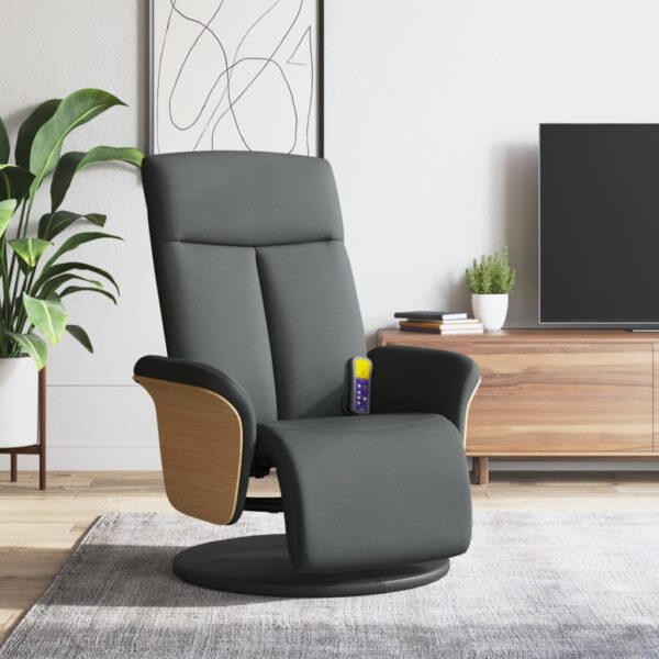 Massage Recliner Chair with Footrest Dark Grey Fabric