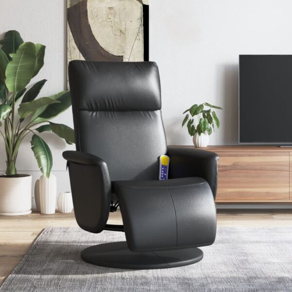 Massage Recliner Chair with Footrest Black Faux Leather