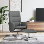 Massage Recliner Chair with Footstool Dark Grey Fabric