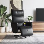 Massage Recliner Chair with Footrest Black Faux Leather