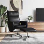 Massage Recliner Chair with Footstool Black Faux Leather