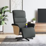 Massage Recliner Chair with Footrest Dark Grey Fabric