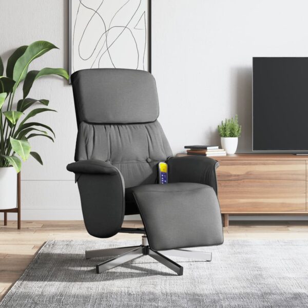 Massage Recliner Chair with Footrest Dark Grey Fabric