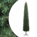 Lifelike Green PVC Slim Christmas Tree Space-Saving Design with Sturdy Stand