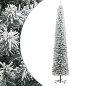 Flocked Snow Slim Christmas Tree Lifelike PVC Tips Sturdy Metal Stand Space-Saving