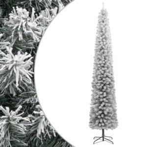 Flocked Snow Slim Christmas Tree Lifelike PVC Tips Metal Stand Space-Saving Decor