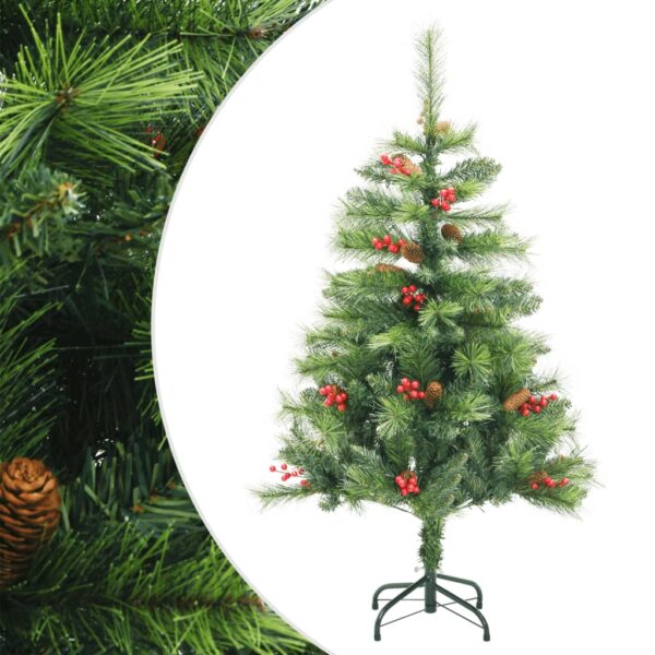 Green Lifelike Artificial Christmas Tree with Pine Cones Berries Festive Decor