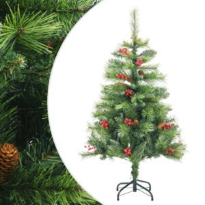 Artificial Hinged Christmas Tree Green Pine Cones Berries Festive Home Decor