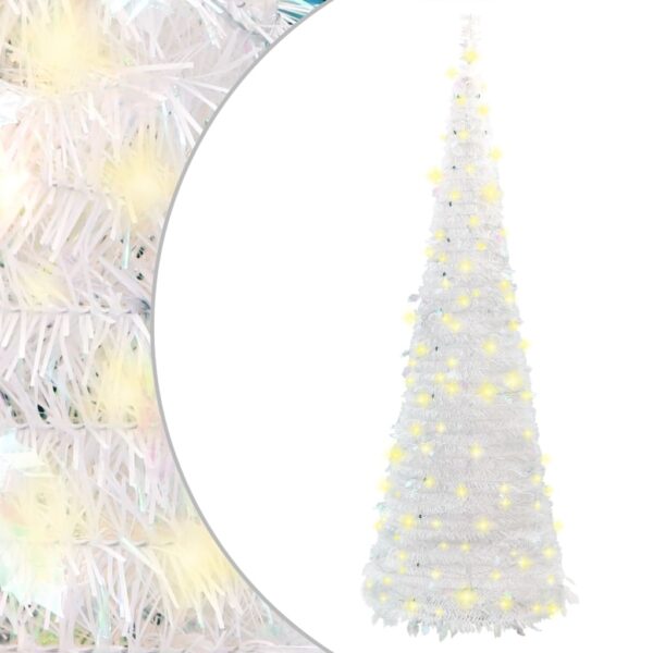 White Pop-Up Artificial Christmas Tree with Warm LED Lights Festive Decor