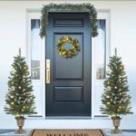 Christmas Door Decor Set LED Lighted Wreath Garland Festive Home Atmosphere