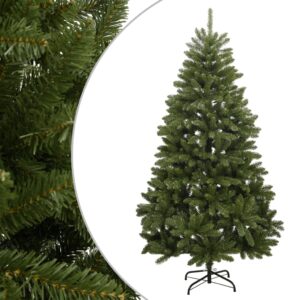 Green Lifelike Artificial Christmas Tree Hinged Full-Bodied with Sturdy Metal Stand