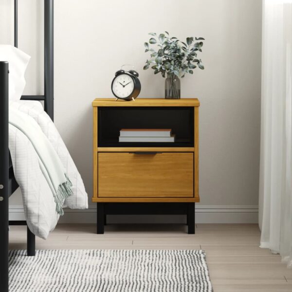 Chic Solid Pine Wood Bedside Cabinet Nightstand with Drawer Storage Rustic Oak