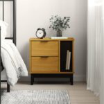 Chic Solid Pine Wood Bedside Cabinet Nightstand with Drawers Storage Organizer