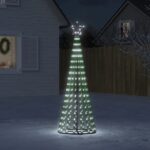 LED Christmas Tree Cone Light Cold White Outdoor Indoor Decor with 8 Effects