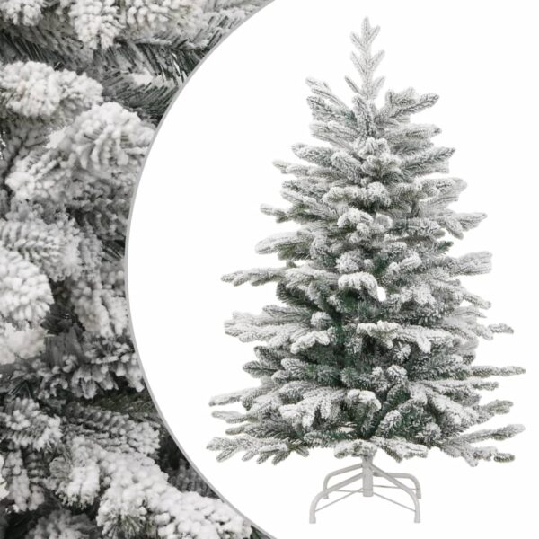 Snow Flocked Artificial Christmas Tree Hinged Lifelike Green White Home Decor