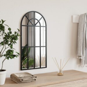 Chic Arch Wall Mirror Black Iron Frame Minimalist Home Decor Elegant Reflective