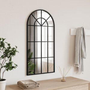 Chic Black Arch Wall Mirror Iron Frame Minimalist Home Decor Elegant Glass