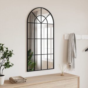 Chic Arch Wall Mirror Black Iron Frame Minimalist Home Decor Elegant Glass