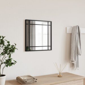 Chic Square Wall Mirror Black Iron Frame Minimalist Home Decor Accent Piece